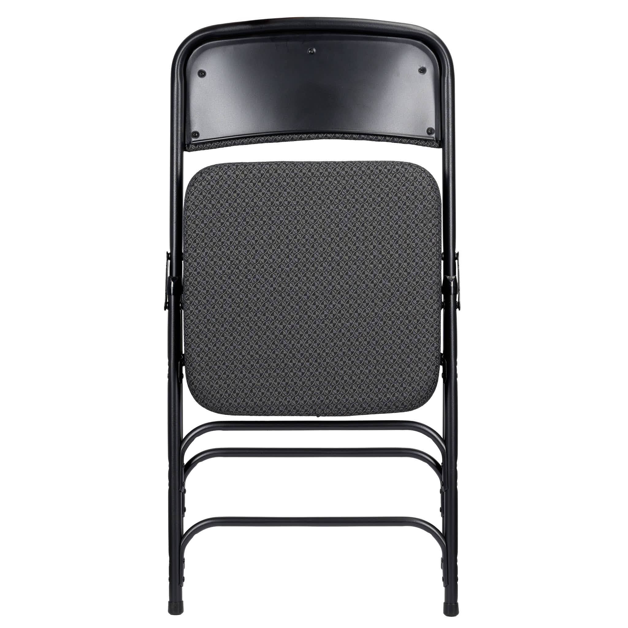 Chivari Black 2.5" Fabric Cushion Folding Metal Chair with Matching Frame and 3 Curved Bars CFMFB2-CX-T