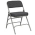 Chivari Black 2.5" Fabric Seat Folding Metal Chair with Gray Frame and 3 Curved Bars CFMFBGR2-CX-T