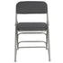 Chivari Black 2.5" Fabric Seat Folding Metal Chair with Gray Frame and 3 Curved Bars CFMFBGR2-CX-T