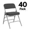 Chivari 40 Pack Black Folding Metal Chairs with Gray Frame, Gray Fabric Seat and Three Curved Back Bars CFMFBGR2-CX-T-40