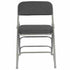 Chivari 40 Pack Black Folding Metal Chairs with Gray Frame, Gray Fabric Seat and Three Curved Back Bars CFMFBGR2-CX-T-40