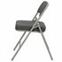Chivari 40 Pack Black Folding Metal Chairs with Gray Frame, Gray Fabric Seat and Three Curved Back Bars CFMFBGR2-CX-T-40