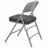 Chivari 40 Pack Black Folding Metal Chairs with Gray Frame, Gray Fabric Seat and Three Curved Back Bars CFMFBGR2-CX-T-40