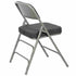 Chivari 40 Pack Black Folding Metal Chairs with Gray Frame, Gray Fabric Seat and Three Curved Back Bars CFMFBGR2-CX-T-40