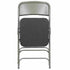 Chivari 40 Pack Black Folding Metal Chairs with Gray Frame, Gray Fabric Seat and Three Curved Back Bars CFMFBGR2-CX-T-40