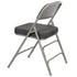 Chivari Black 2.5" Fabric Seat Folding Metal Chair with Gray Frame and 3 Curved Bars CFMFBGR2-CX-T