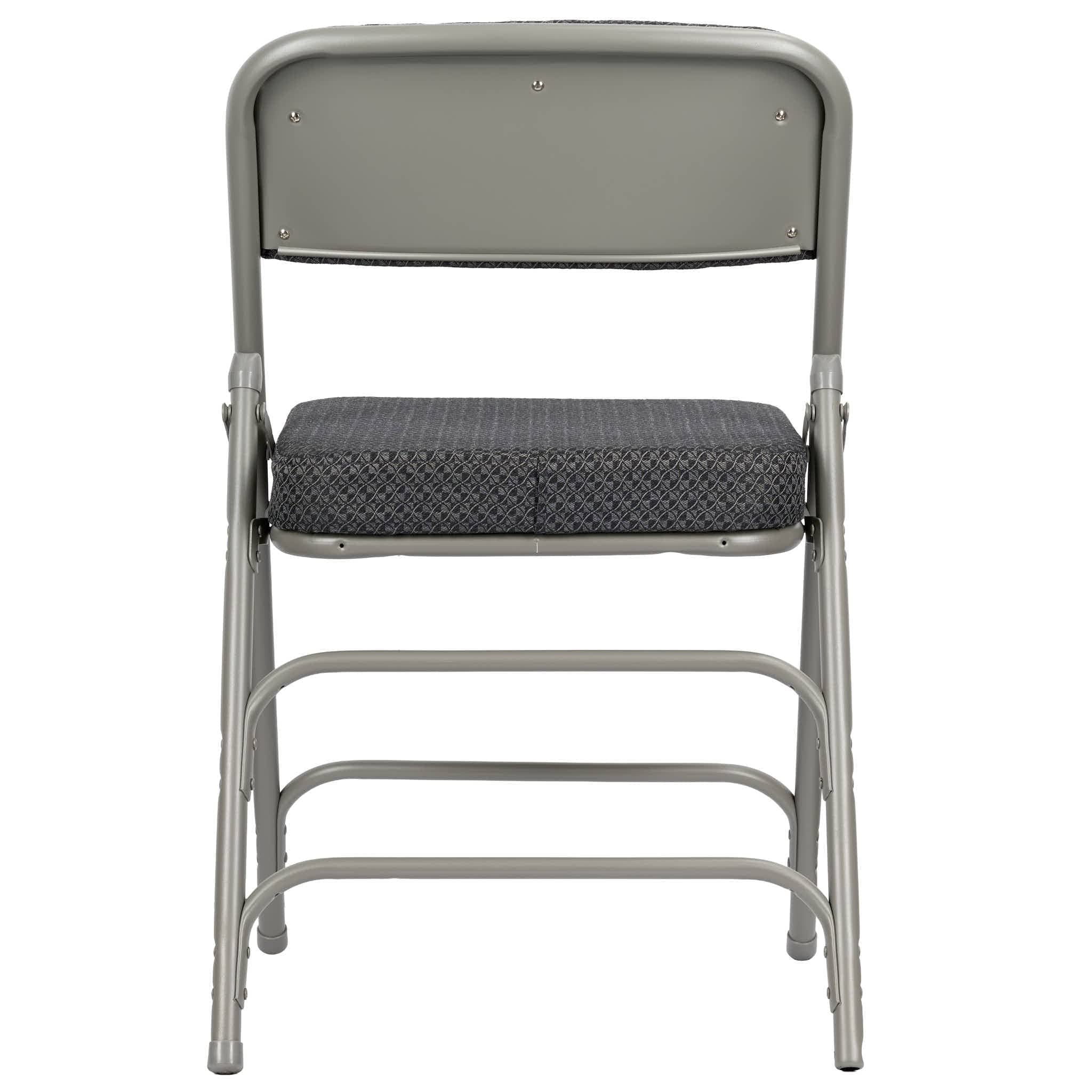 Chivari Black 2.5" Fabric Seat Folding Metal Chair with Gray Frame and 3 Curved Bars CFMFBGR2-CX-T