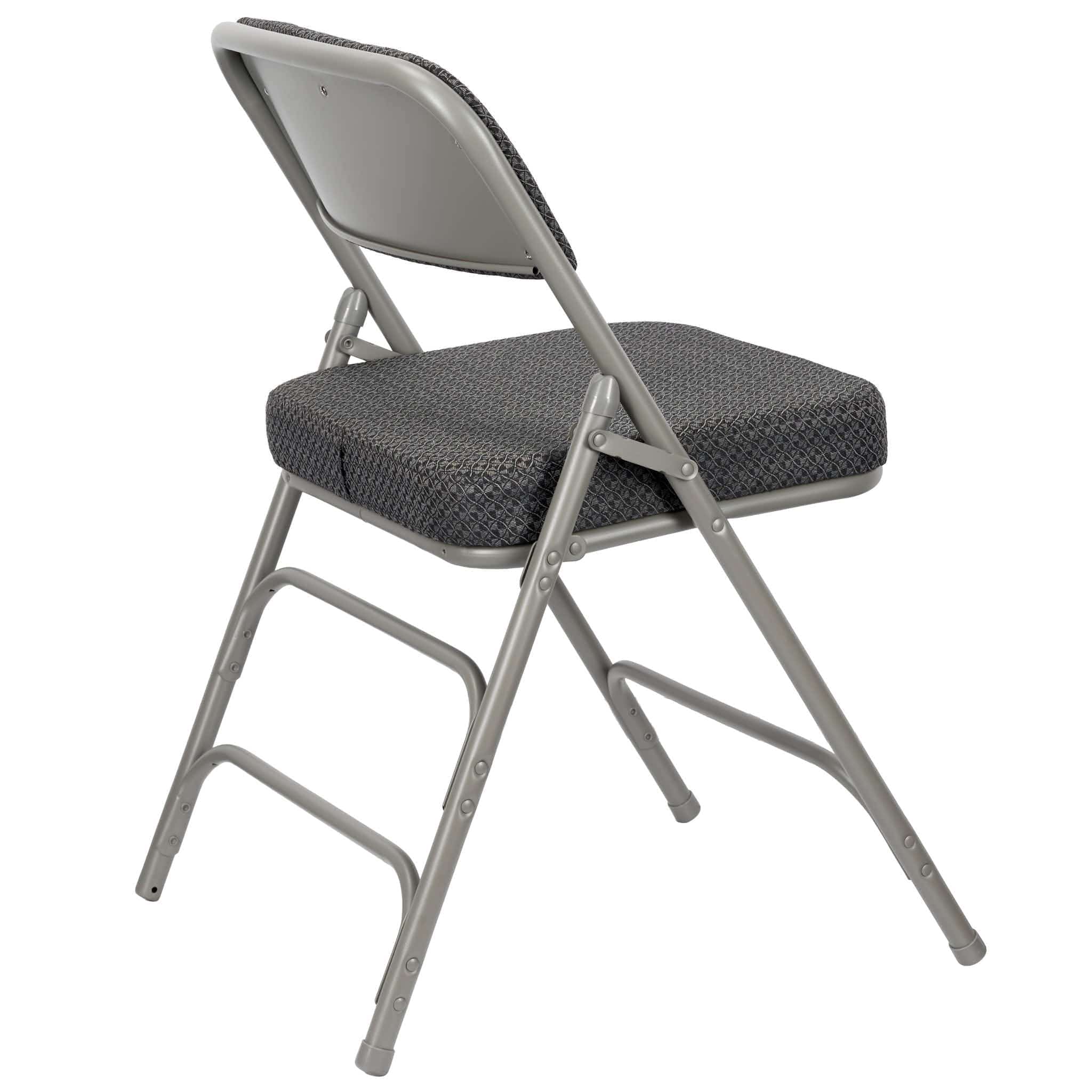 Chivari Black 2.5" Fabric Seat Folding Metal Chair with Gray Frame and 3 Curved Bars CFMFBGR2-CX-T