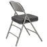 Chivari Black 2.5" Fabric Seat Folding Metal Chair with Gray Frame and 3 Curved Bars CFMFBGR2-CX-T