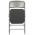 Chivari Black 2.5" Fabric Seat Folding Metal Chair with Gray Frame and 3 Curved Bars CFMFBGR2-CX-T