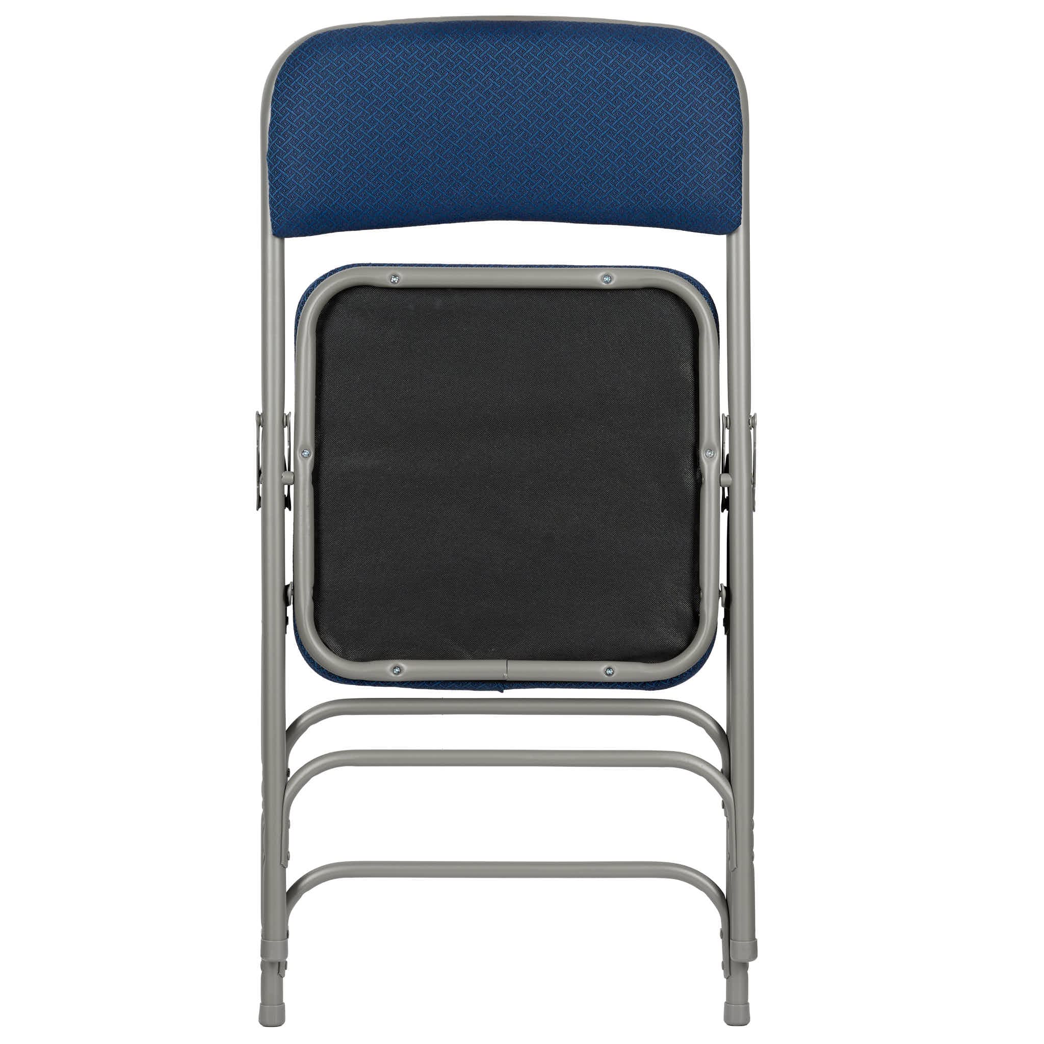 Chivari Blue 2.5" Fabric Cushion Folding Metal Chair with Gray Frame and 3 Curved Bars CFMFBLGR2-CX-T