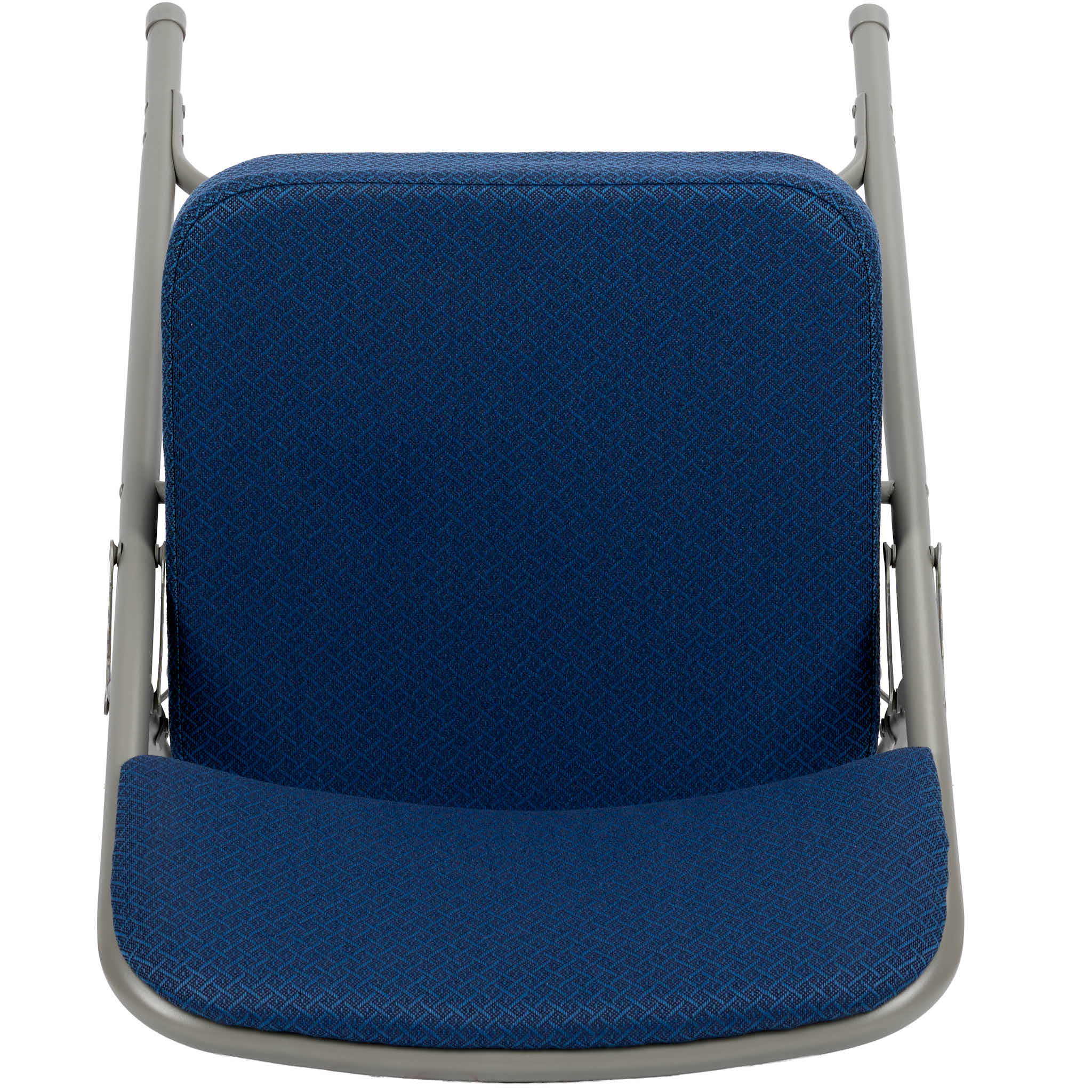 Chivari Blue 2.5" Fabric Cushion Folding Metal Chair with Gray Frame and 3 Curved Bars CFMFBLGR2-CX-T