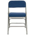 Chivari Blue 2.5" Fabric Cushion Folding Metal Chair with Gray Frame and 3 Curved Bars CFMFBLGR2-CX-T
