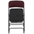 Chivari Burgundy 2.5" Fabric Cushion Folding Metal Chair with Black Frame and 3 Curved Bars CFMFBUB2-CX-T