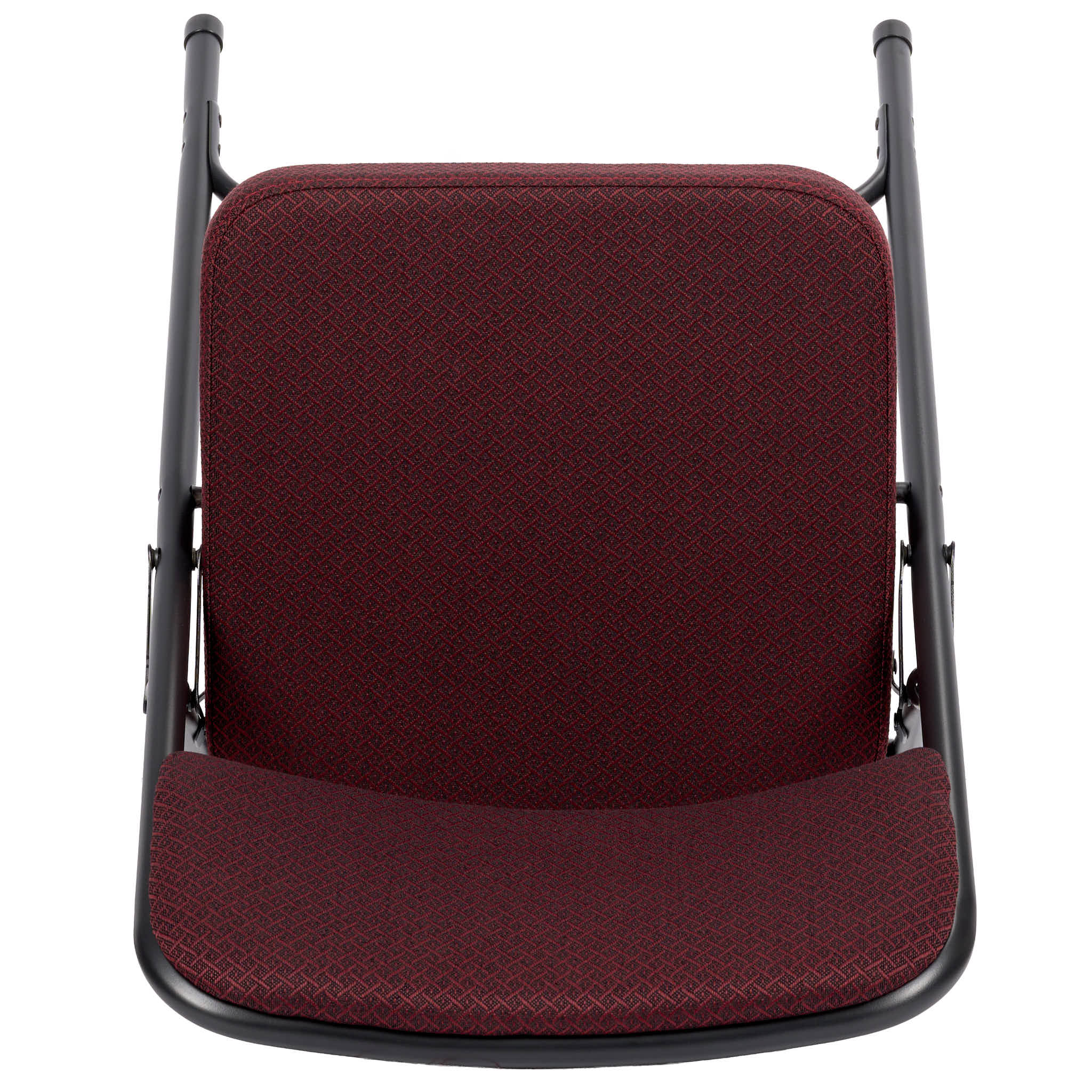Chivari Burgundy 2.5" Fabric Cushion Folding Metal Chair with Black Frame and 3 Curved Bars CFMFBUB2-CX-T