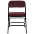 Chivari Burgundy 2.5" Fabric Cushion Folding Metal Chair with Black Frame and 3 Curved Bars CFMFBUB2-CX-T