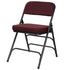 Chivari Burgundy 2.5" Fabric Cushion Folding Metal Chair with Black Frame and 3 Curved Bars CFMFBUB2-CX-T