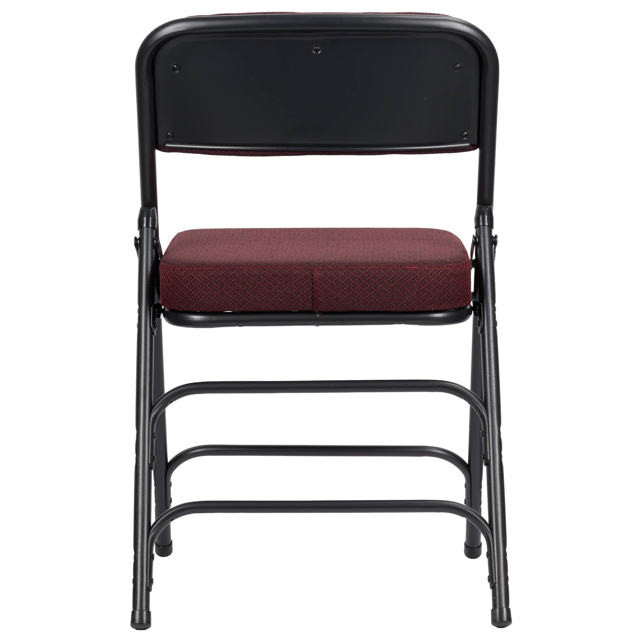 Chivari Burgundy 2.5" Fabric Cushion Folding Metal Chair with Black Frame and 3 Curved Bars CFMFBUB2-CX-T