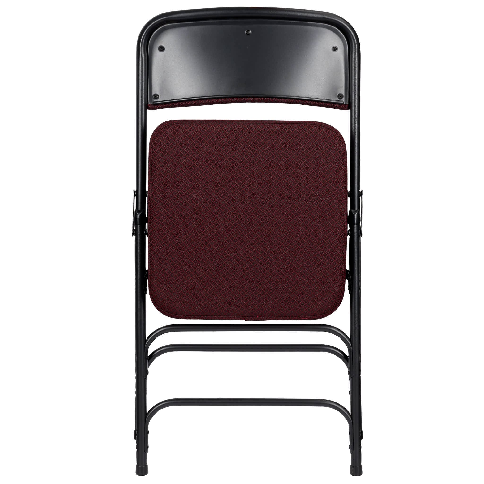 Chivari Burgundy 2.5" Fabric Cushion Folding Metal Chair with Black Frame and 3 Curved Bars CFMFBUB2-CX-T