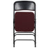 Chivari Burgundy 2.5" Fabric Cushion Folding Metal Chair with Black Frame and 3 Curved Bars CFMFBUB2-CX-T