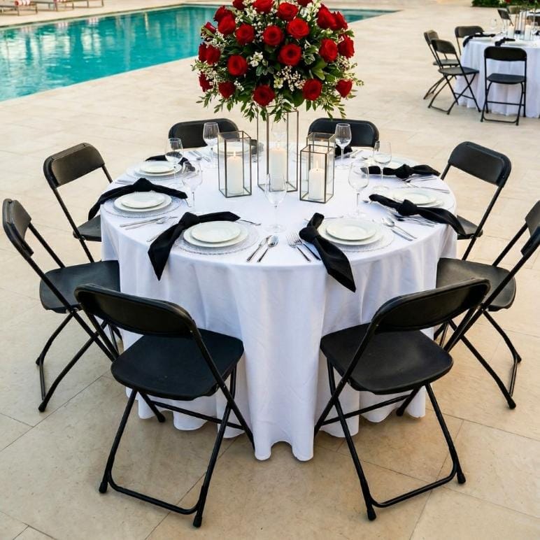 Chivari Black Folding Chair (Steel-Poly Chair) CFPB-CX-T