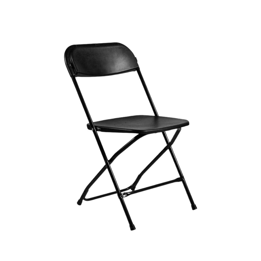Chivari 120 Black Poly Folding Chairs + Hanging Cart Combo PACK120CFPB-CX-T-CART101-AX-T