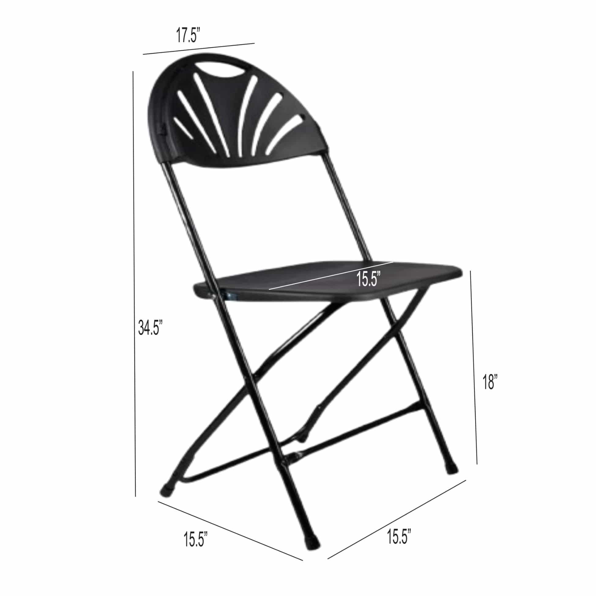 Chivari Black Fan Back Folding Chair (Steel-Poly Chair) CFPB-FAN-CX-T