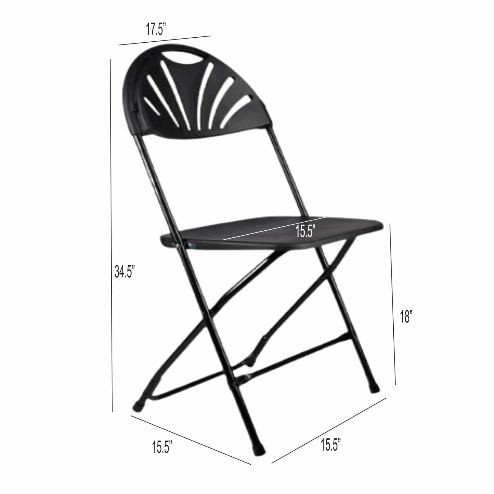 Chivari Black Fan Back Folding Chair (Steel-Poly Chair) CFPB-FAN-CX-T