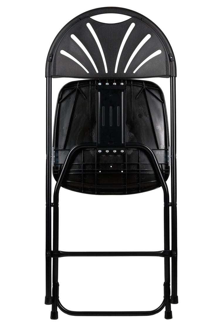 Chivari Black Fan Back Folding Chair (Steel-Poly Chair) CFPB-FAN-CX-T