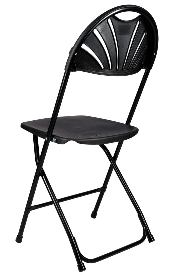 Chivari Black Fan Back Folding Chair (Steel-Poly Chair) CFPB-FAN-CX-T