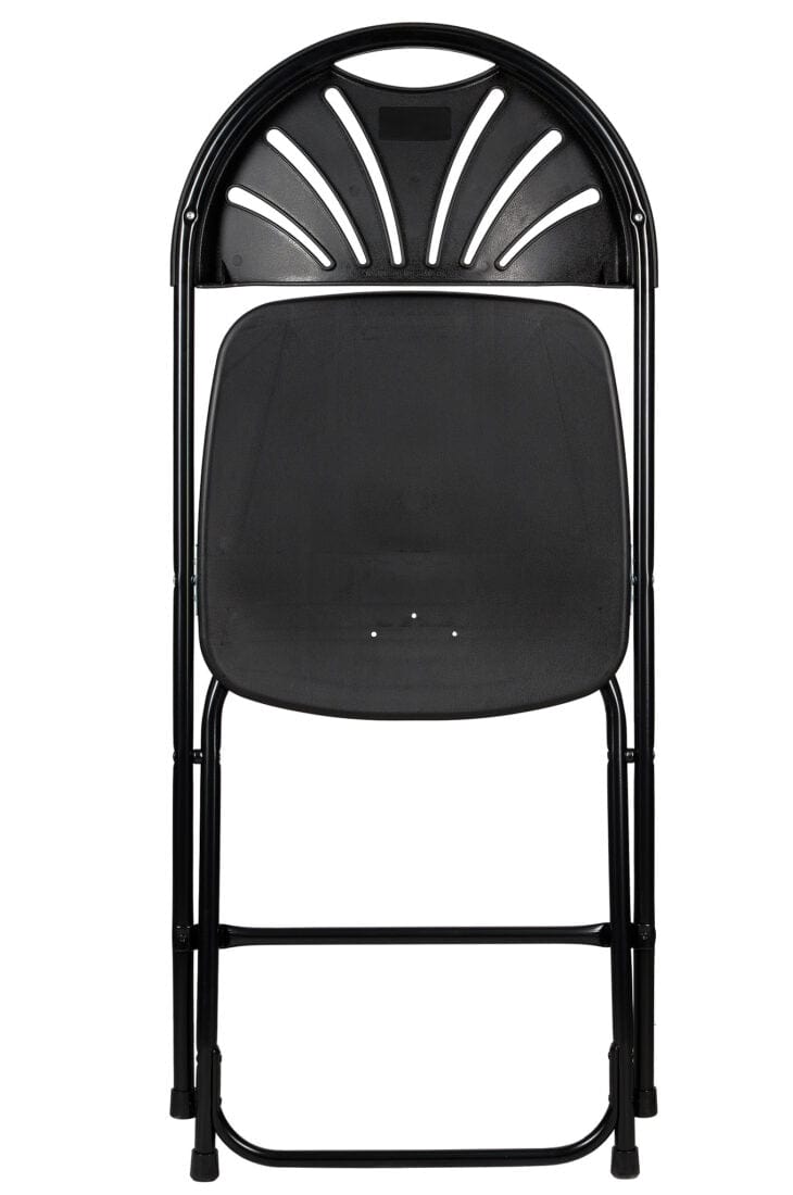 Chivari Black Fan Back Folding Chair (Steel-Poly Chair) CFPB-FAN-CX-T