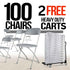 Chivari 100 Gray Plastic Folding Chair Bundle with 2 Heavy Duty Carts and Safety Straps CFPG-100GCRTS-KT