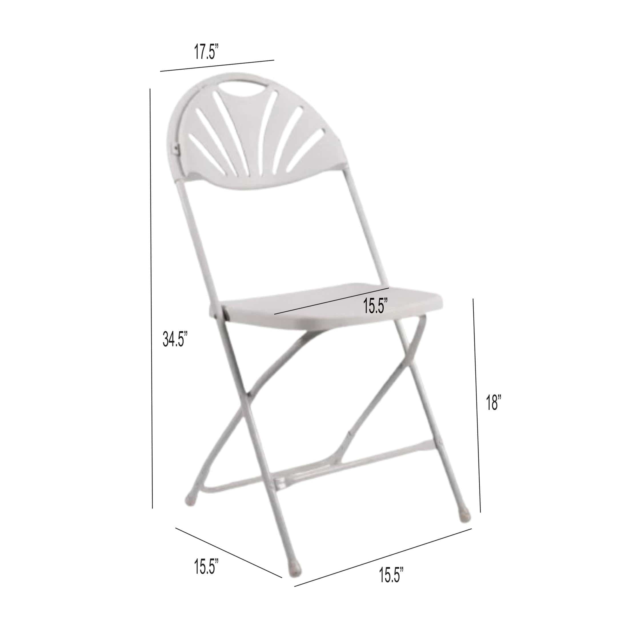 Chivari White Fan Back Folding Chair (Steel-Poly Chair) CFPW-FAN-CX-T