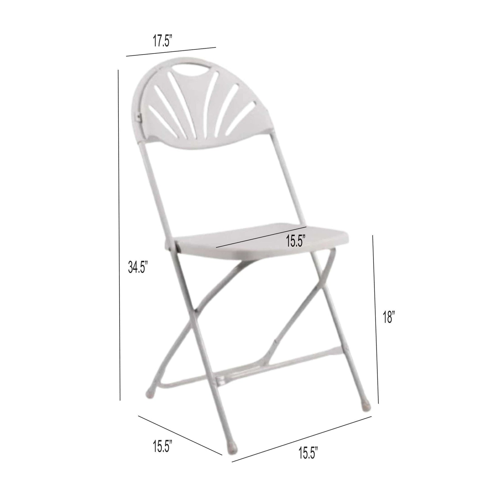 Chivari White Fan Back Folding Chair (Steel-Poly Chair) CFPW-FAN-CX-T