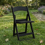 Black Grass and Sand Series Resin Folding Chair with Black Vinyl Cushion and Stainless Steel Hardware