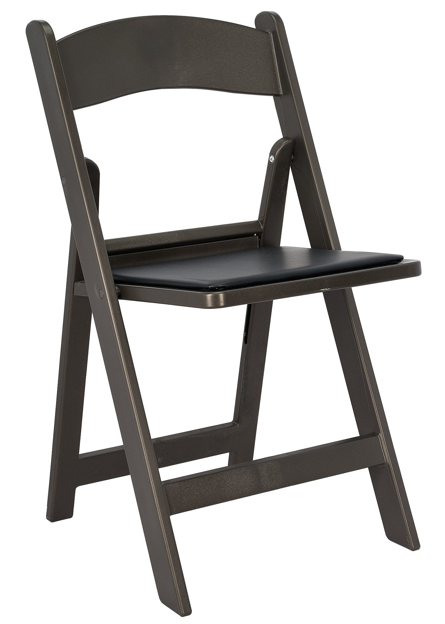 Chivari Black Metallic/Silver Onyx with Black Vinyl Cushion Resin Folding Chair CFRBM-AX-T