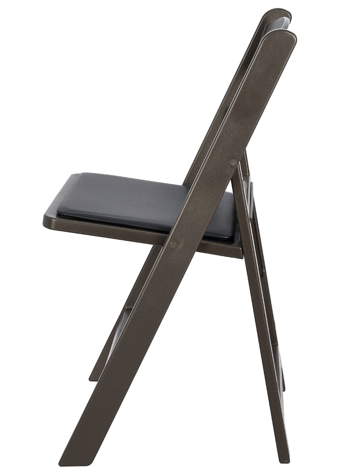 Chivari Black Metallic/Silver Onyx with Black Vinyl Cushion Resin Folding Chair CFRBM-AX-T