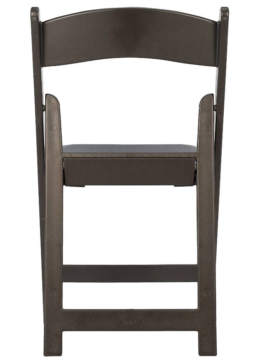 Chivari Black Metallic/Silver Onyx with Black Vinyl Cushion Resin Folding Chair CFRBM-AX-T