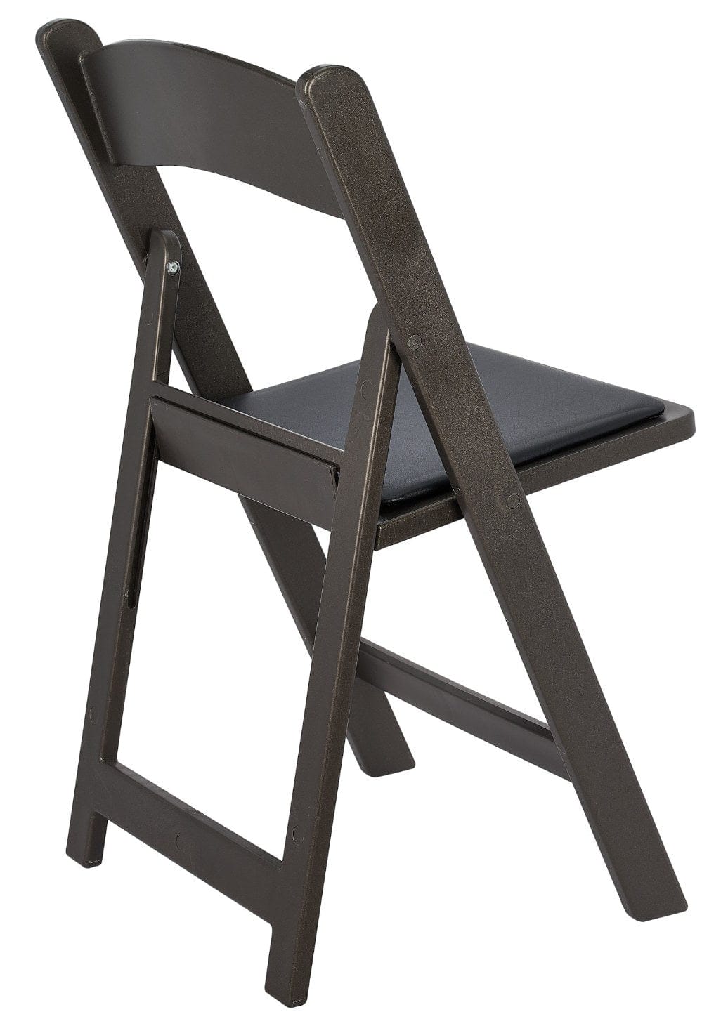 Chivari Black Metallic/Silver Onyx with Black Vinyl Cushion Resin Folding Chair CFRBM-AX-T