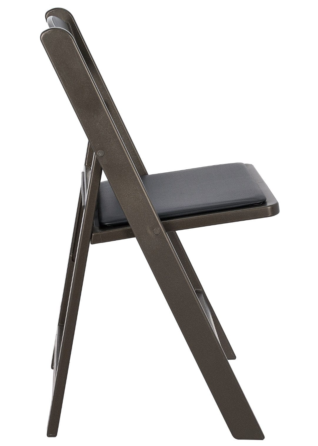 Chivari Black Metallic/Silver Onyx with Black Vinyl Cushion Resin Folding Chair CFRBM-AX-T