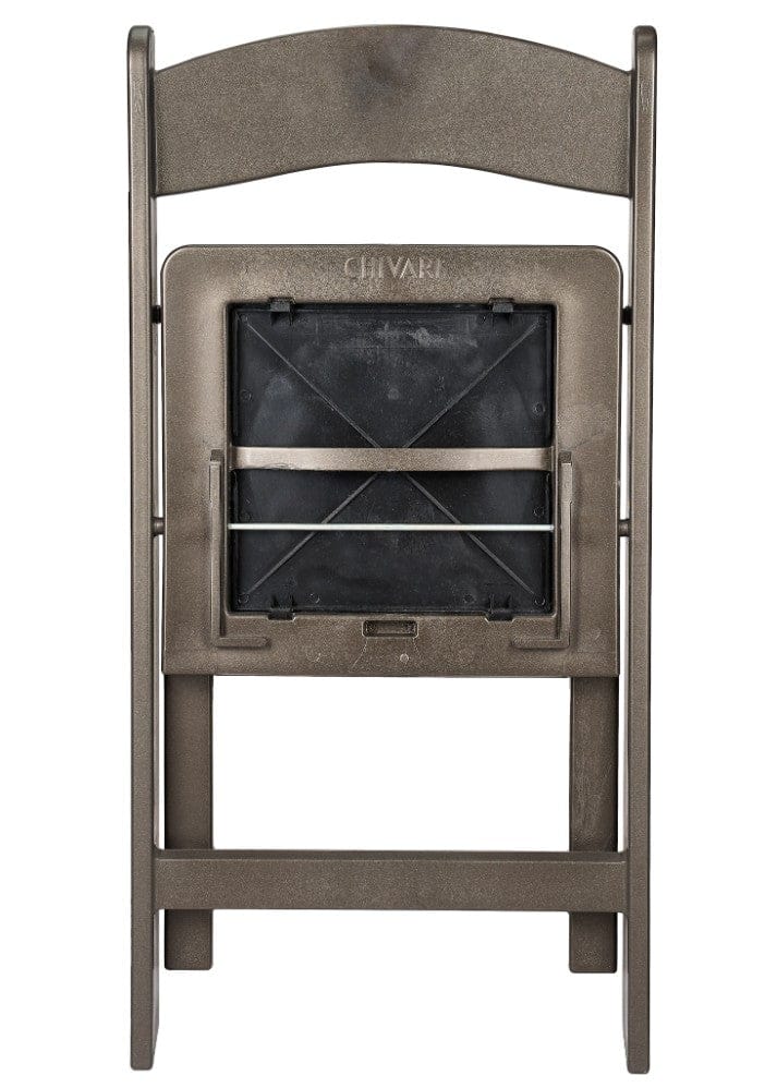 Chivari Black Metallic/Silver Onyx with Black Vinyl Cushion Resin Folding Chair CFRBM-AX-T