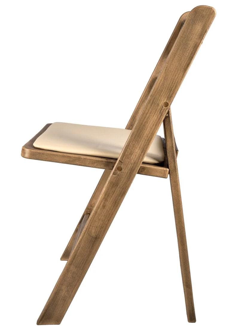 Chivari 100 Pack Chestnut Resin WoodGrain™ Folding Chair with Tan Cushion CFRCB-I-AX-T-100