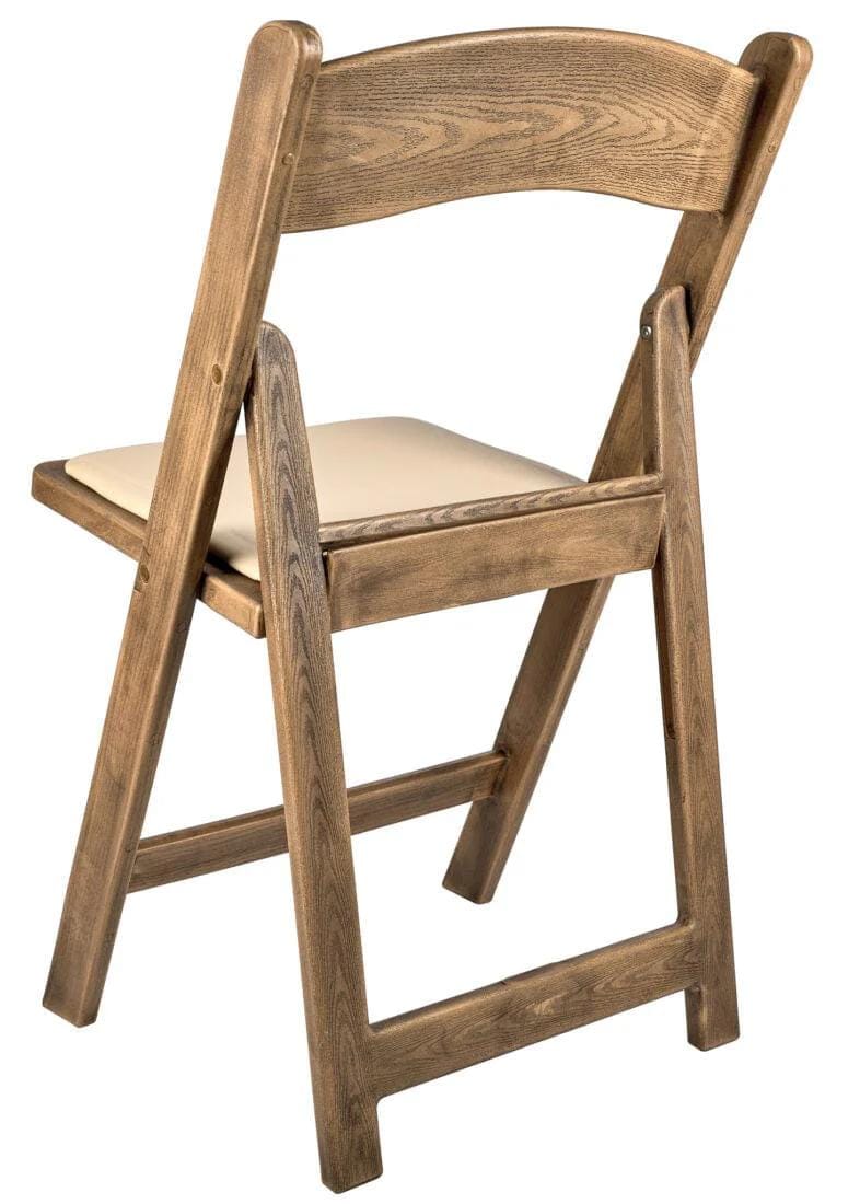 Chivari 100 Pack Chestnut Resin WoodGrain™ Folding Chair with Tan Cushion CFRCB-I-AX-T-100