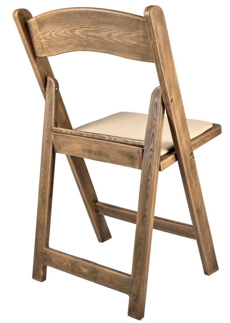 Chivari 100 Pack Chestnut Resin WoodGrain™ Folding Chair with Tan Cushion CFRCB-I-AX-T-100