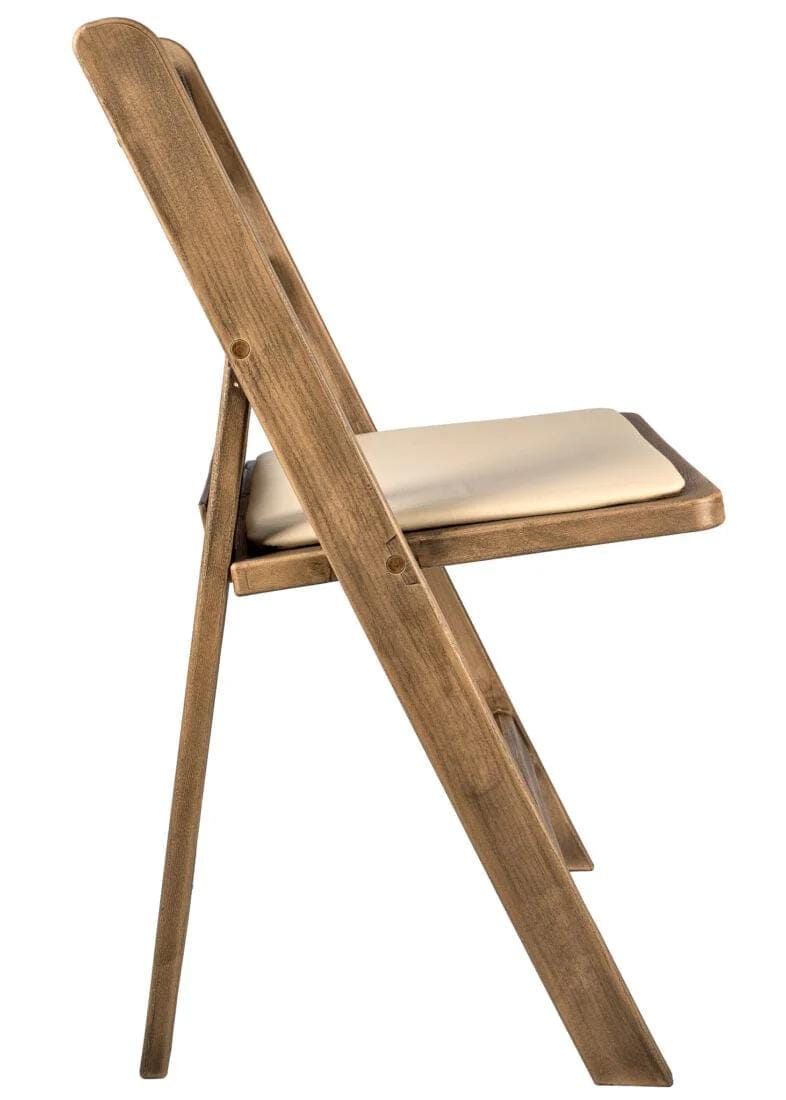 Chivari 100 Pack Chestnut Resin WoodGrain™ Folding Chair with Tan Cushion CFRCB-I-AX-T-100