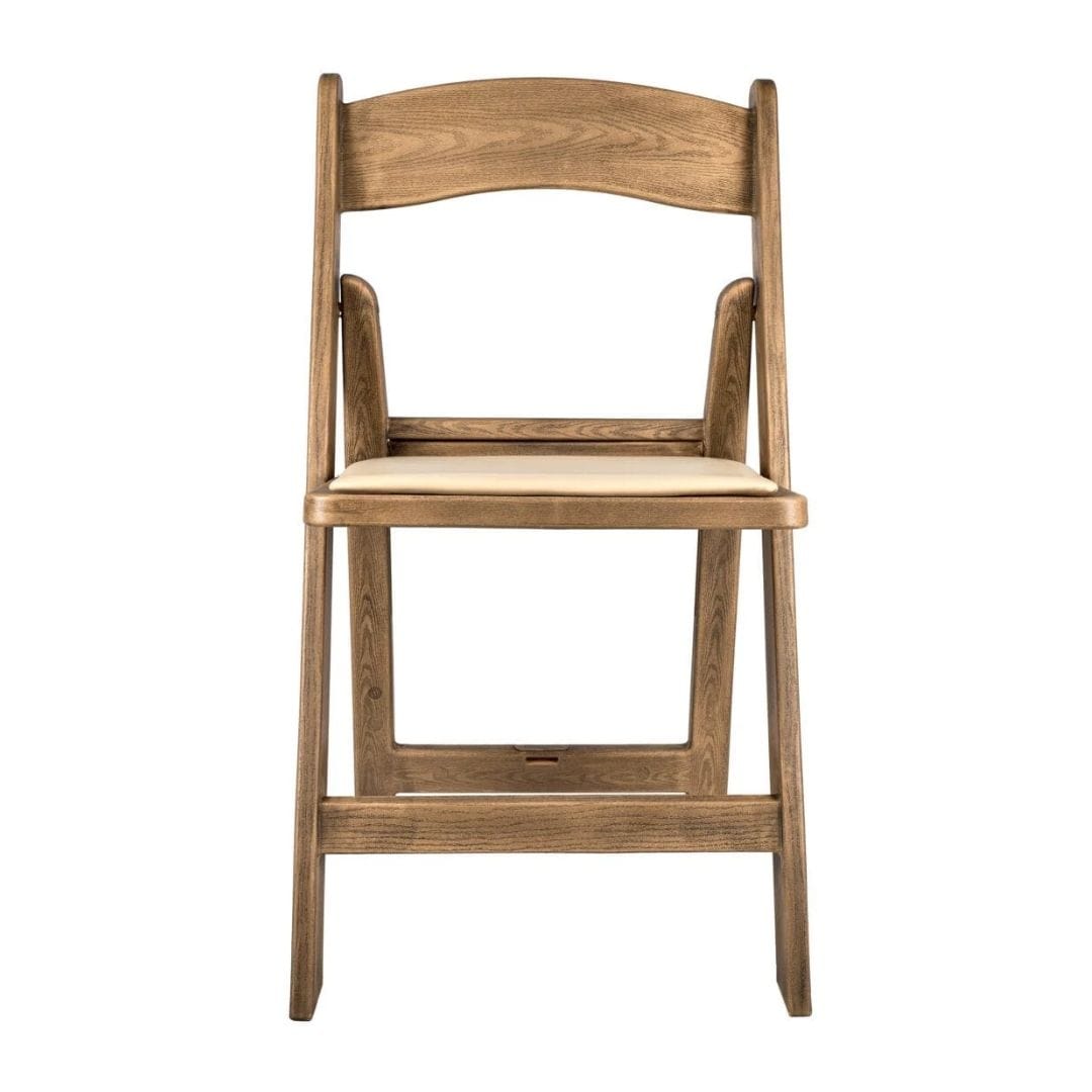 Chivari Chestnut Folding Resin Chair with Ivory Vinyl Cushion CFRCB-IVY-AX