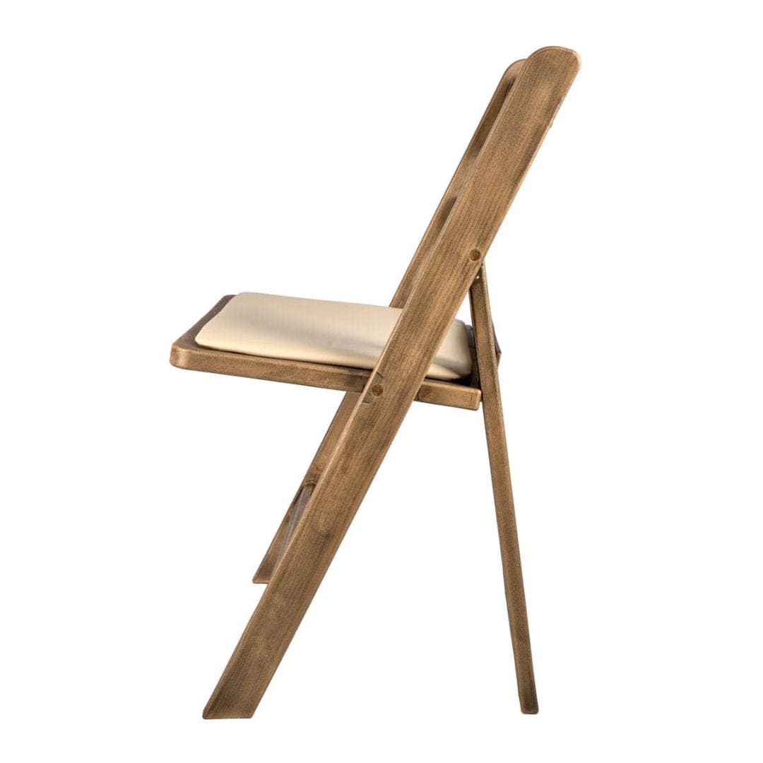 Chivari Chestnut Folding Resin Chair with Ivory Vinyl Cushion CFRCB-IVY-AX