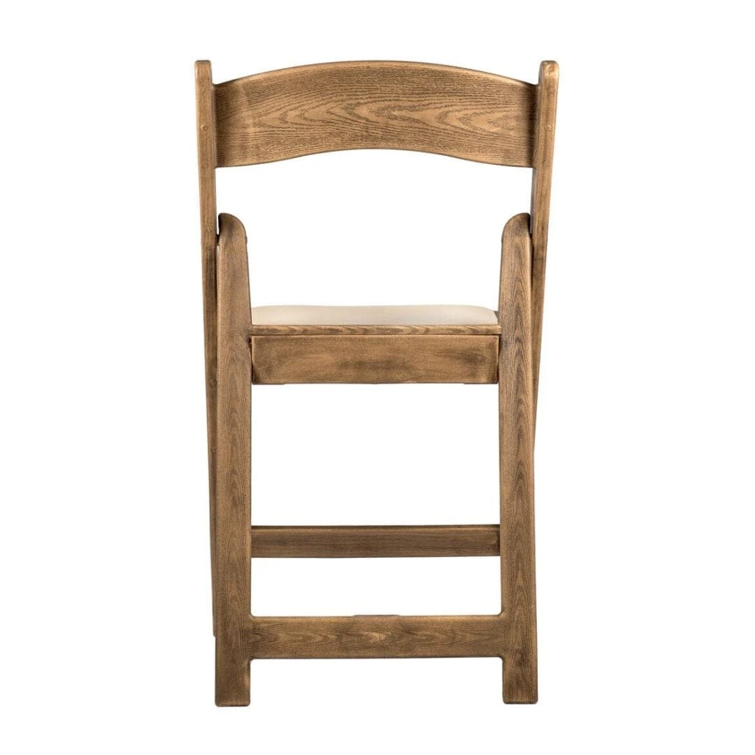 Chivari Chestnut Folding Resin Chair with Ivory Vinyl Cushion CFRCB-IVY-AX