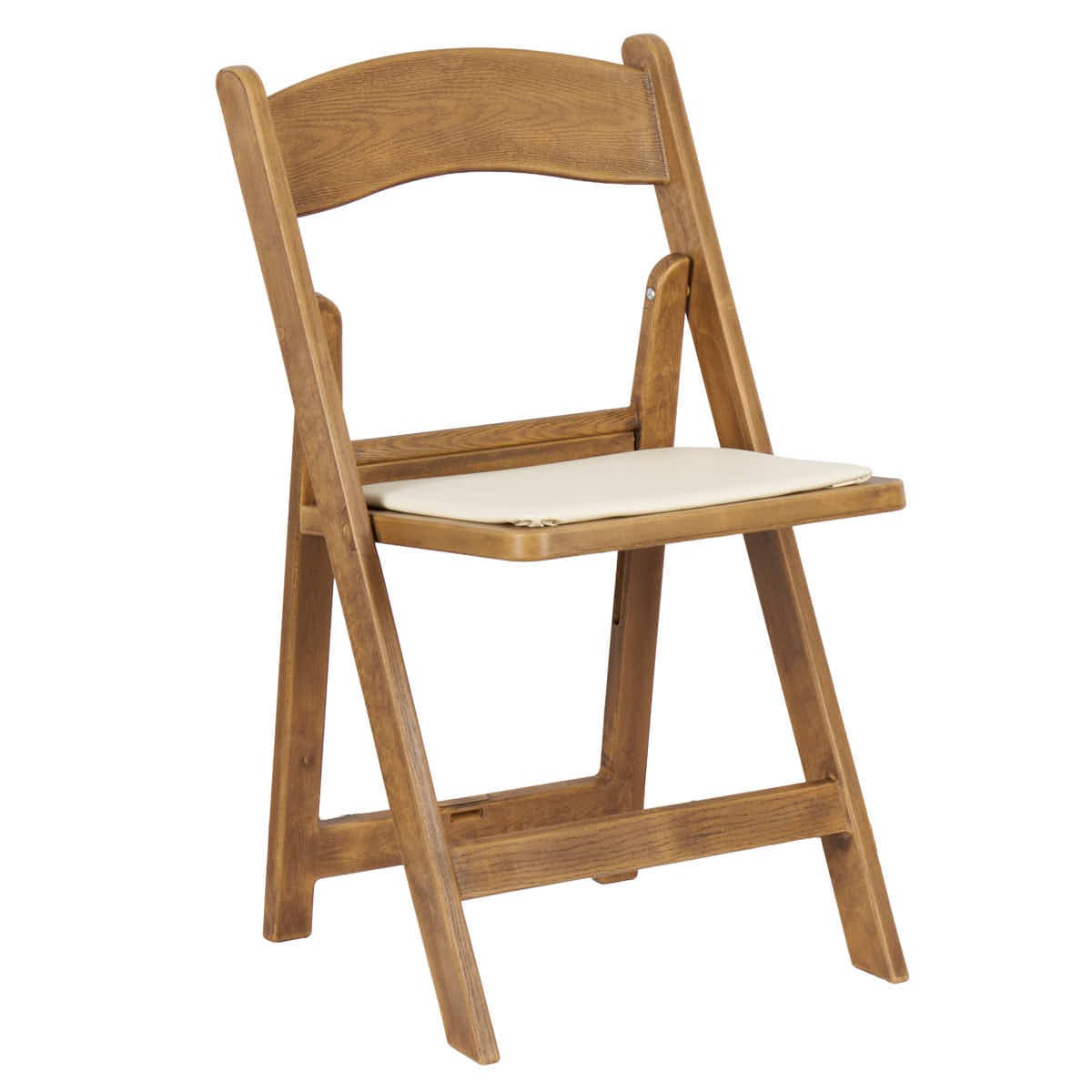 Chivari Chestnut Folding Resin Chair with Ivory Vinyl Cushion CFRCB-IVY-AX