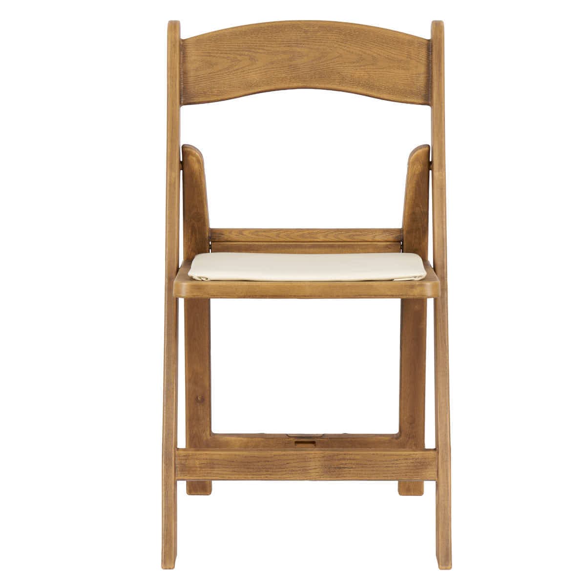 Chivari Chestnut Folding Resin Chair with Ivory Vinyl Cushion CFRCB-IVY-AX